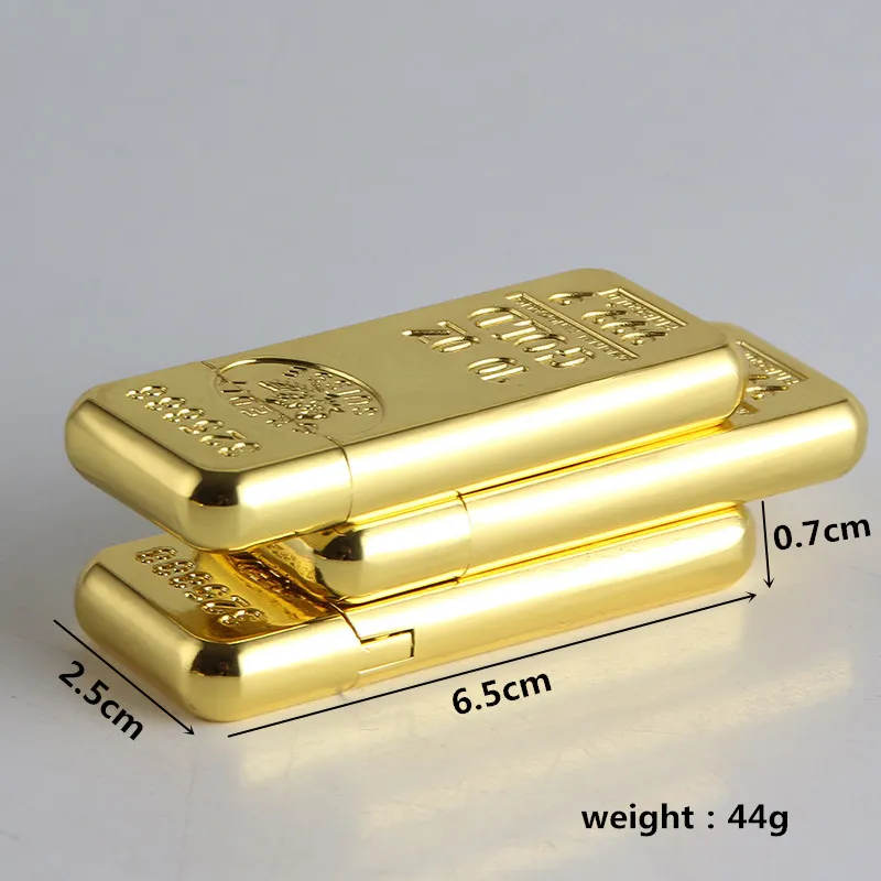 Hot-selling Fortune and Good Luck Gold Bar Refillable Butane Flame Cigarette Lighter