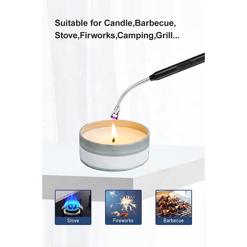 DQ030 Electric Rechargeable Arc LED Battery Long Neck USB Lighter Candles Gas Stoves Camping Barbecue Candle Lighter