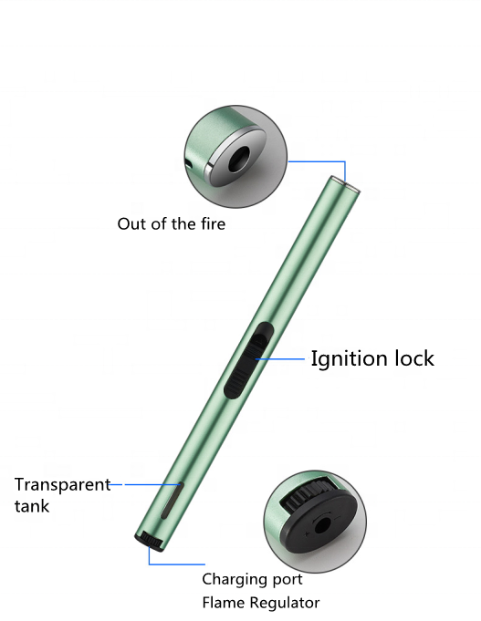 Popular color Stove Kitchen long handle candle lighter with visual transparent butane tank.