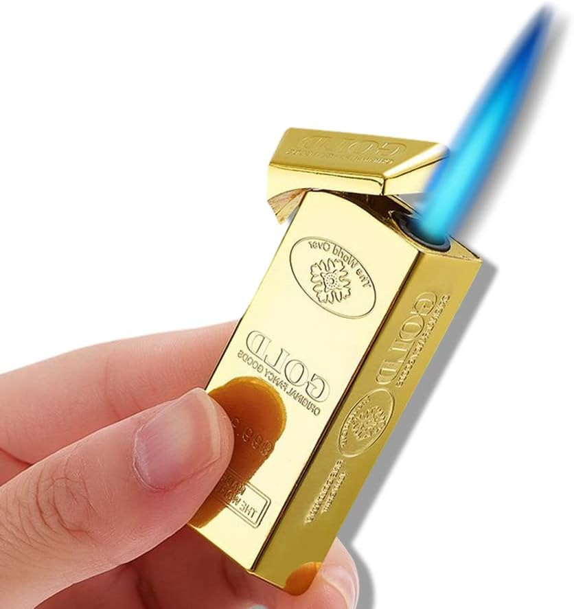 Butane Torch Fortune and Good Luck Gold Bar Refillable Butane Windproof Jet Lighter