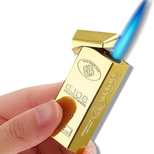 Butane Torch Fortune and Good Luck Gold Bar Refillable Butane Windproof Jet Lighter