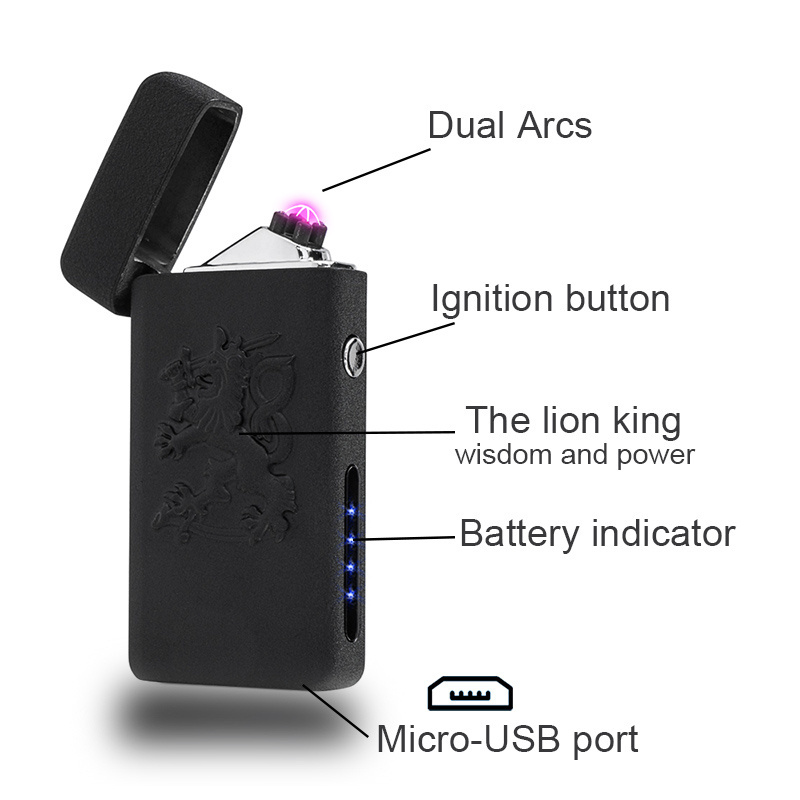 FREE SHIPPING Electric Smoking Lighter USB-C Custom LOGO Lion Wisdom and Power Unique Gift 430mAh Electric Cigarette Lighter