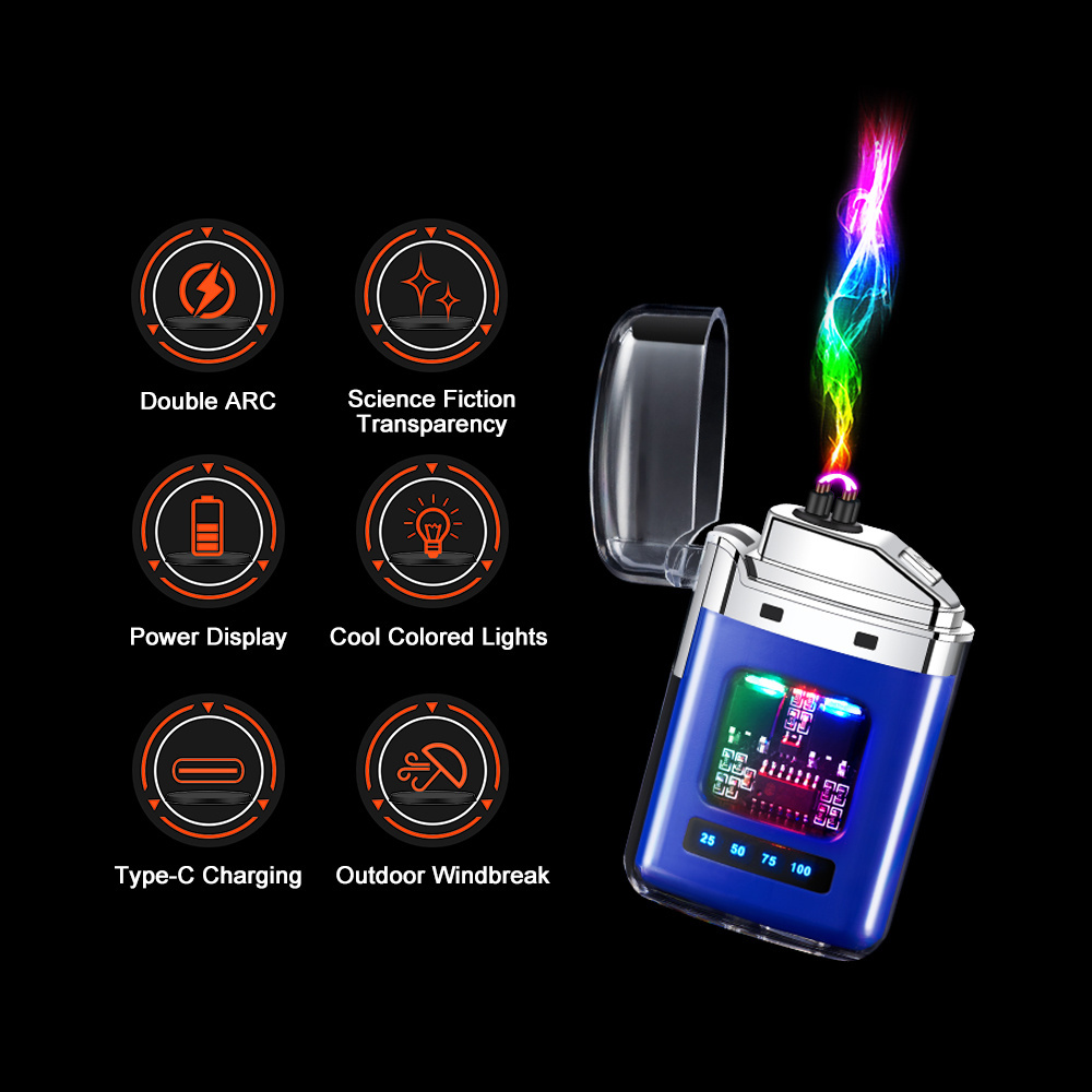 Custom color mini outdoor flameless windproof lighters rechargeable