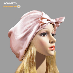 Fashion Silk Bonnet Sleeping Women Mulberry Silk Special Bow Design Cap Custom Logo Bonnets And Hair Wraps