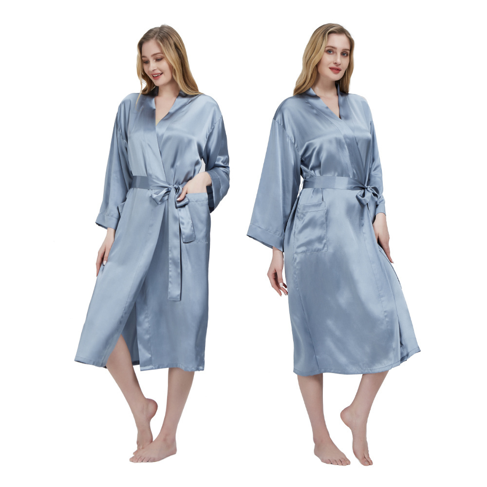 Wholesale 100% Mulberry Silk Dress Long Silk Robes For Women Plus Size Satin Robe For Women Sexy Sleepwear Kimono