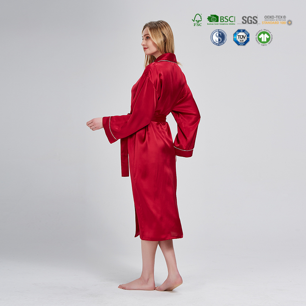 Wholesale 100% Mulberry Silk Dress Long Silk Robes For Women Plus Size Satin Robe For Women Sexy Sleepwear Kimono