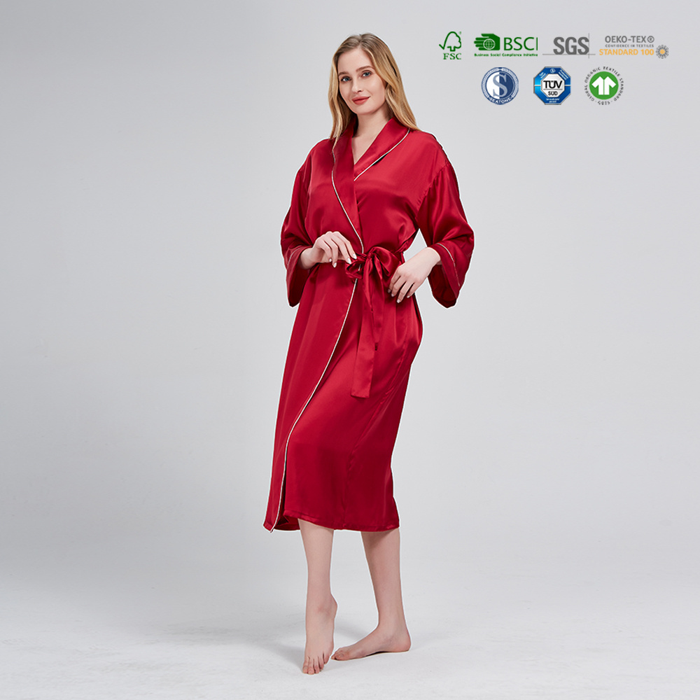 Wholesale 100% Mulberry Silk Dress Long Silk Robes For Women Plus Size Satin Robe For Women Sexy Sleepwear Kimono