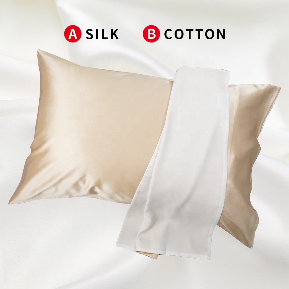 High Quality Hot Sale Cotton and Silk Pillowcase For Hair And Skin 100% silk and cotton pillow case