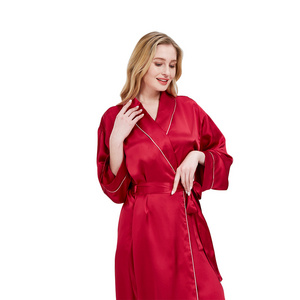 Wholesale 2022 Luxury bathrobe 100% silk kimono robes for women silk summer pajamas