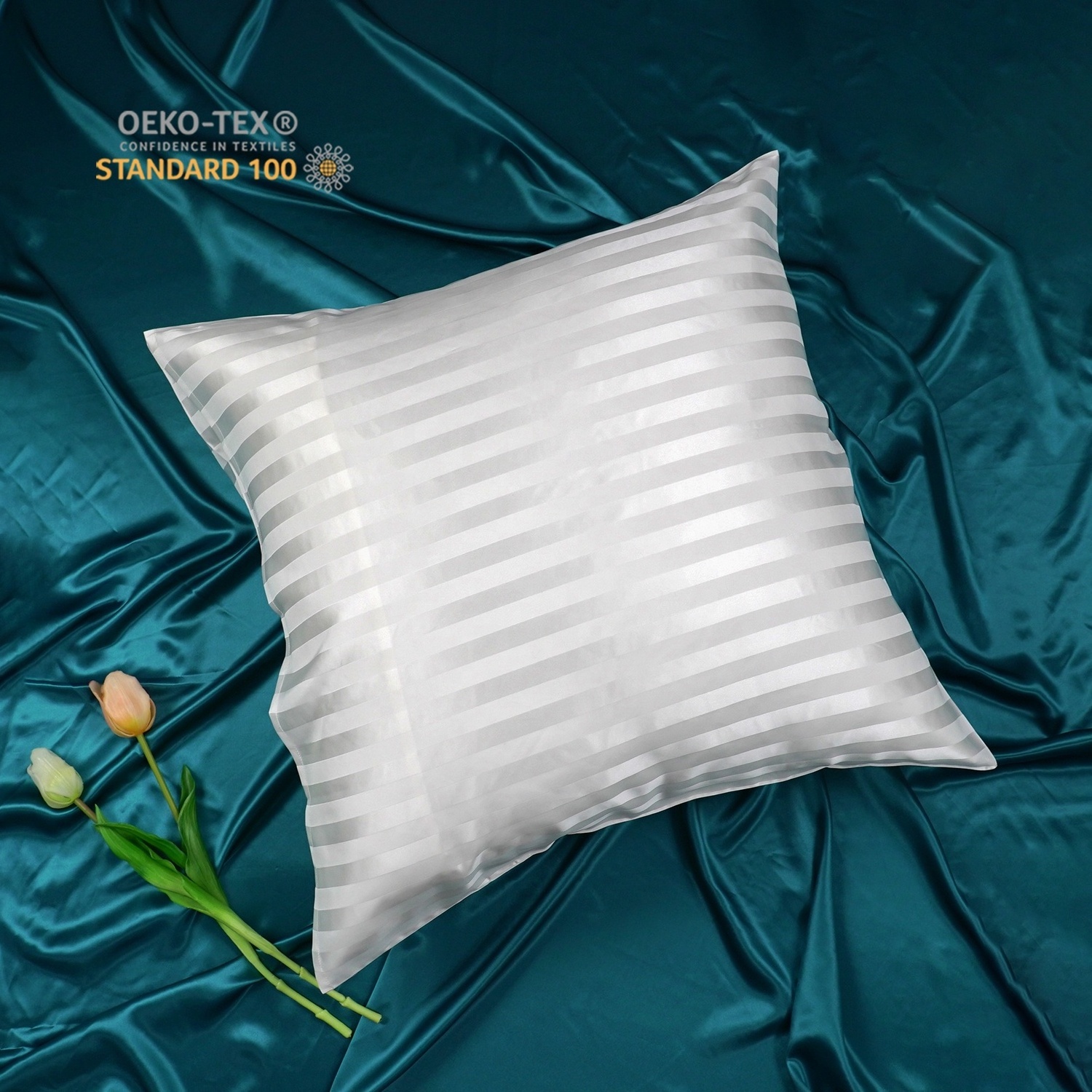 wholesale 16/19/22momme envelope Jacquard silk pillowcase Custom Size Luxury Striped pure silk pillow case