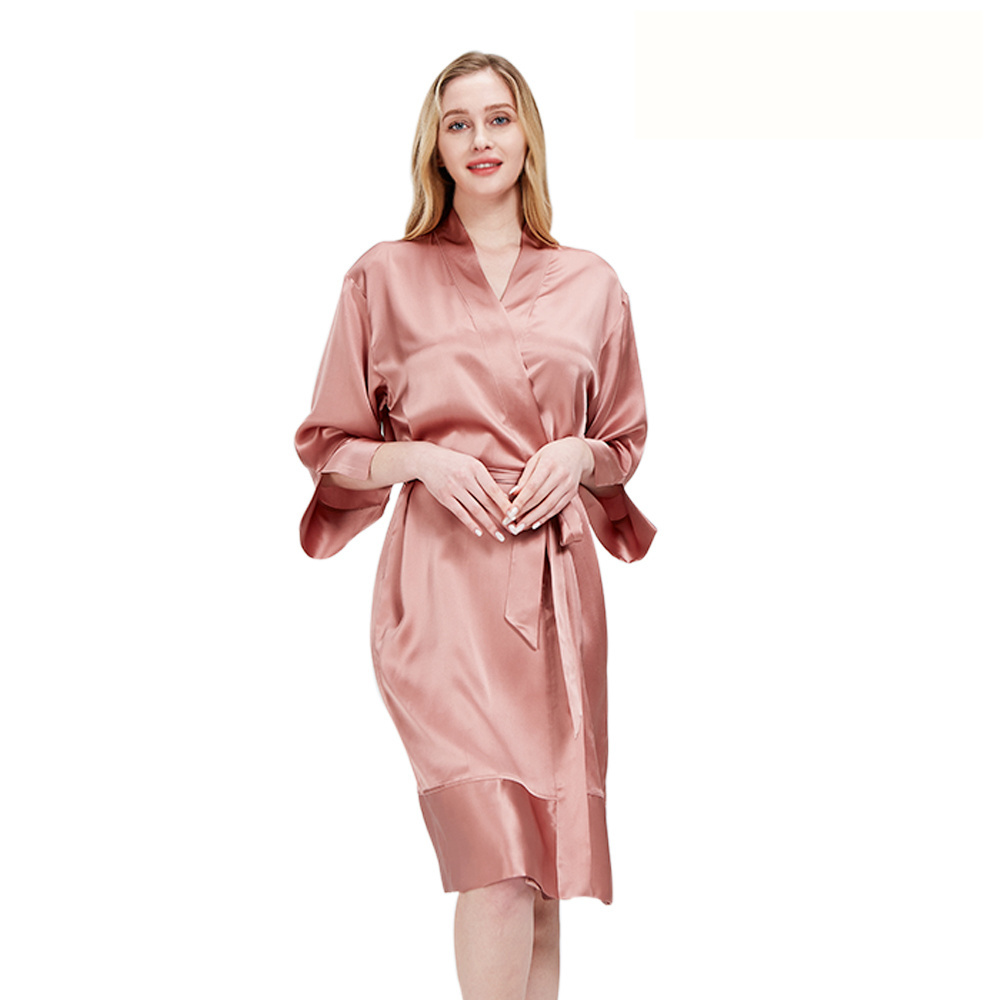 Wholesale 2022 Luxury bathrobe 100% silk kimono robes for women silk summer pajamas