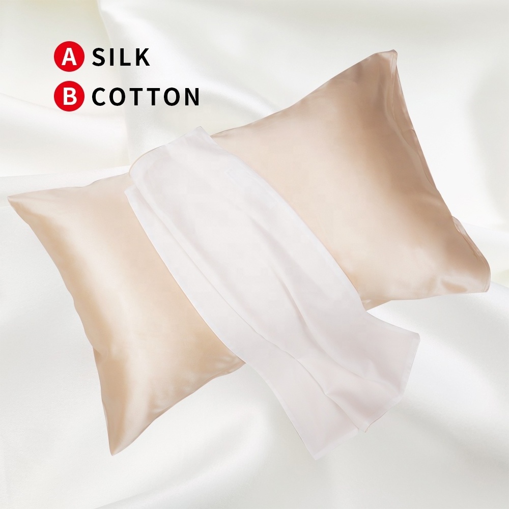 High Quality Hot Sale Cotton and Silk Pillowcase For Hair And Skin 100% silk and cotton pillow case