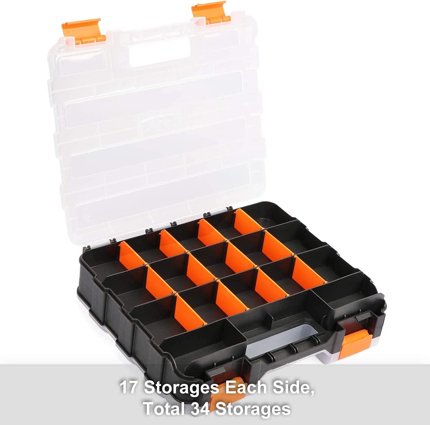 MP011 customizable removable plastic dividers hardware storage double side tools box organizer with 34-compartment