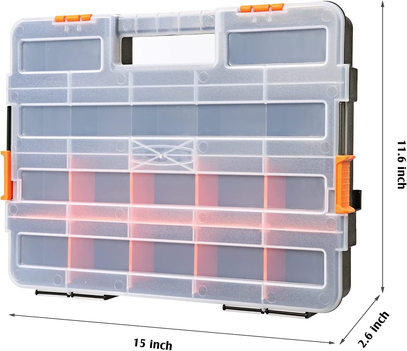 MP010 Black Fasteners Small Parts and Crafts Interlocking Tool Box Organizer with removable dividers,2 Pieces Pack