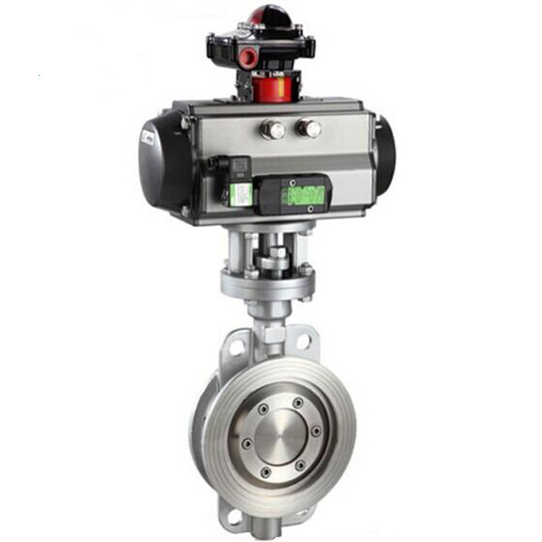 High temperature three-eccentric pneumatic actuator metal sealing butterfly valve