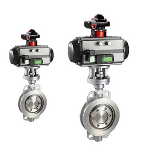 High temperature three-eccentric pneumatic actuator metal sealing butterfly valve