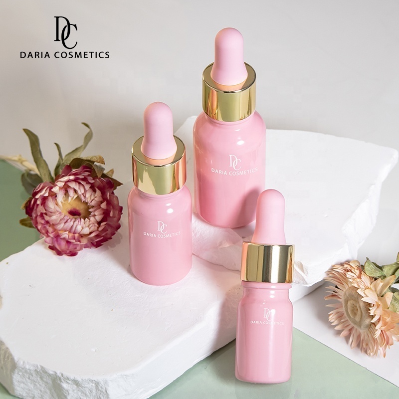 5/10/15/20/30/50/100ml wholesale serum bottle empty glass cuticle oil bottle macaron pink essential drop bottle with dropper