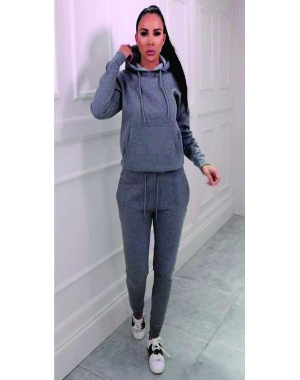 High Quality 100%Cotton Tech Fleece Women Tracksuit Plain Oversized Two Piece Tracksuit For Ladies