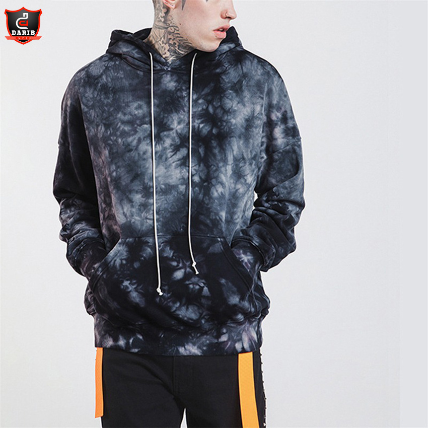 New Customised Eco-Friendly Hip Hop Pullover Distressed Designer Gym Sport Vintage Fleece Cotton Tie Dye Plus Size Men's Hoodies