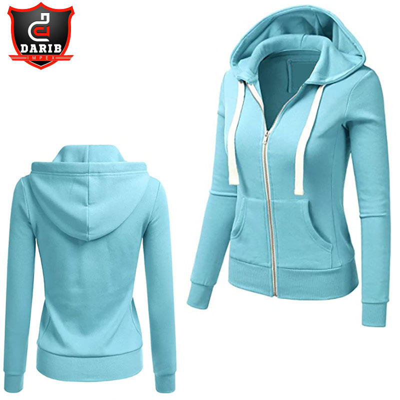 Women Zipper Hoodies Wholesale Women Slim Fit Zipper Hoodies Different Color Plain Women Hoodie