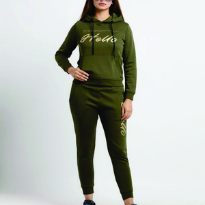 High Quality 100%Cotton Tech Fleece Women Tracksuit Plain Oversized Two Piece Tracksuit For Ladies