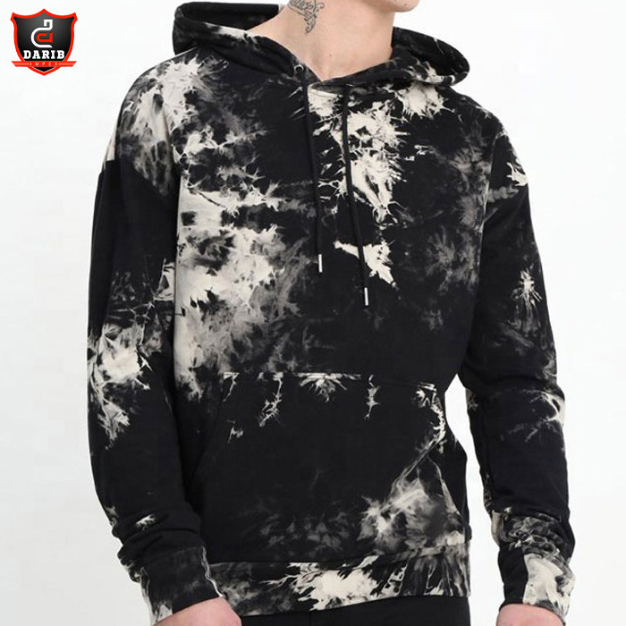 New Customised Eco-Friendly Hip Hop Pullover Distressed Designer Gym Sport Vintage Fleece Cotton Tie Dye Plus Size Men's Hoodies