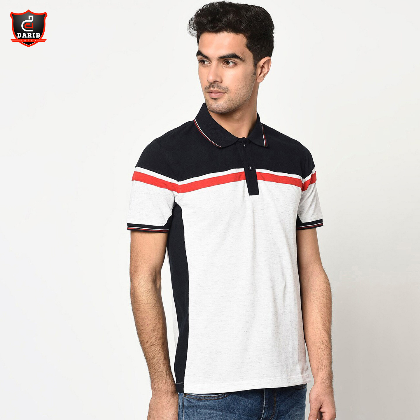 High Quality Men's Black Multi Color Golf Collar T-shirt Polyester Polo Shirt for Male