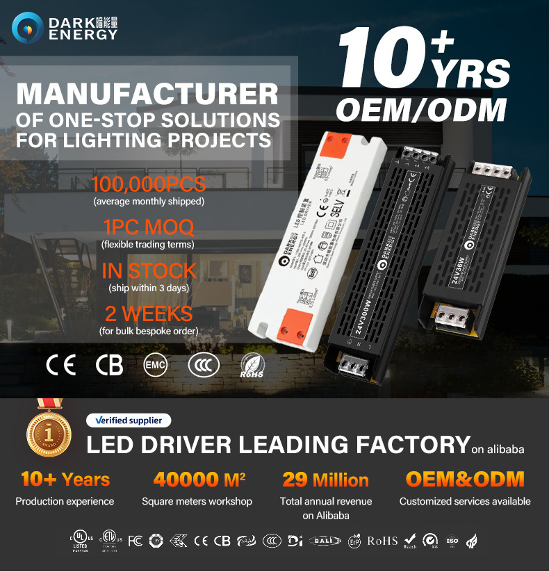 Shenzhen Dark Energy 0 - 10v Dali Dimmable Led Driver Constant Current 5 Years Warranty