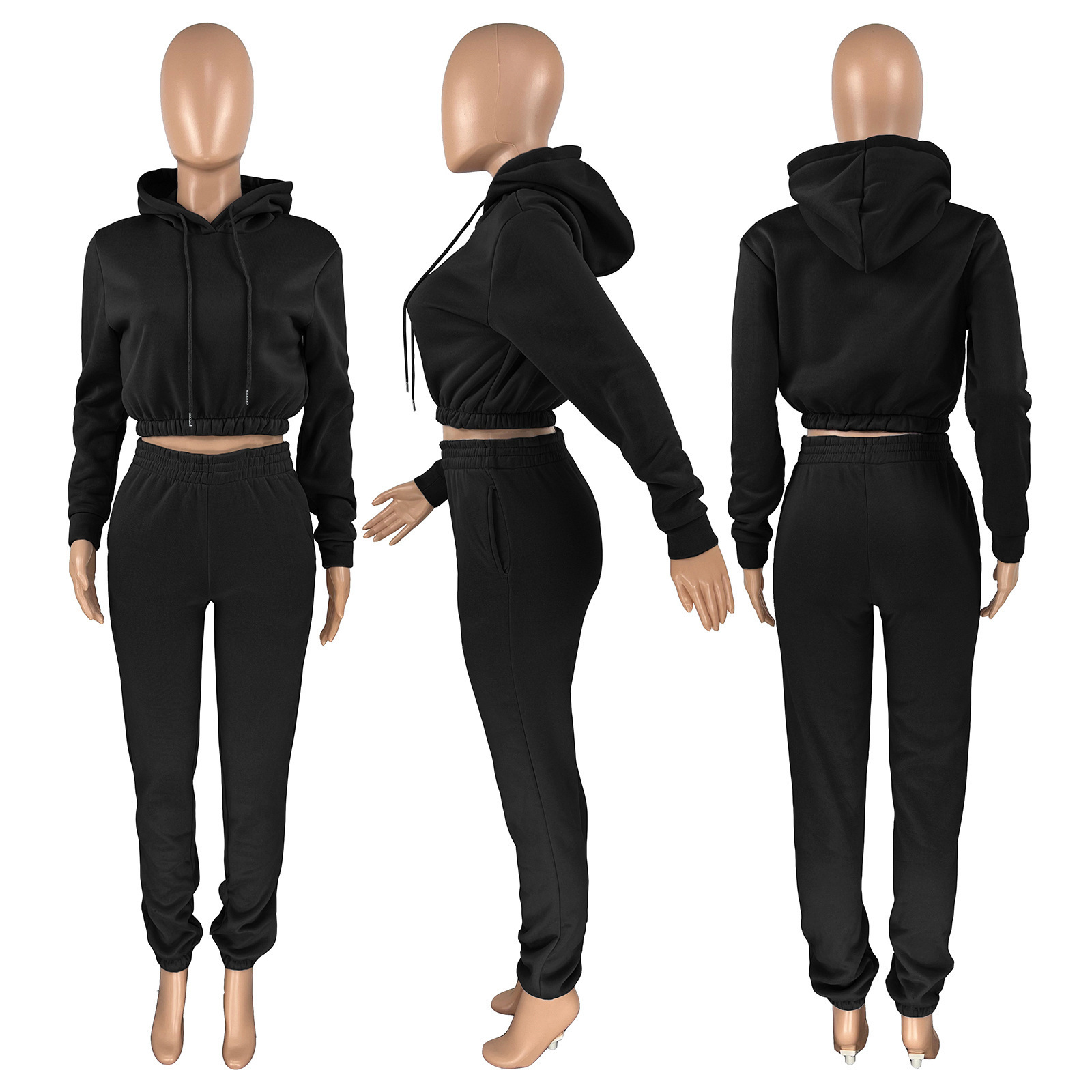 Fashion bulk fleece crop winter stacked sweat suit unisex 2 piece causal men tracksuit cotton sweatsuits for women 2022