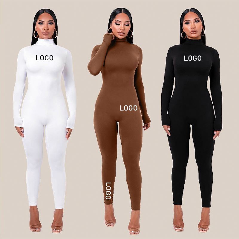 Fashion design unitard playsuit cargo overalls casual jumpsuit play suit men elastic zip up bodysuits for women