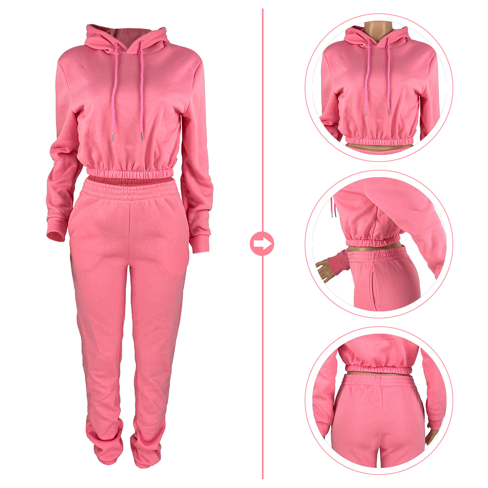 Fashion bulk fleece crop winter stacked sweat suit unisex 2 piece causal men tracksuit cotton sweatsuits for women 2022