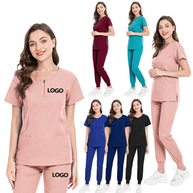 vendors for scrubs fabric medical pink polyester spandex feminino scrub sets scrub suit fashionable nurse aesthetics uniforms