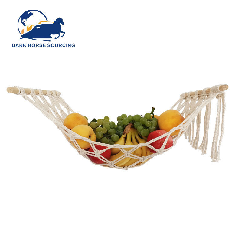 handcraft cotton macrame fruit hammock with hooks Boho Fruit Hammock Crochet Fruit hanger