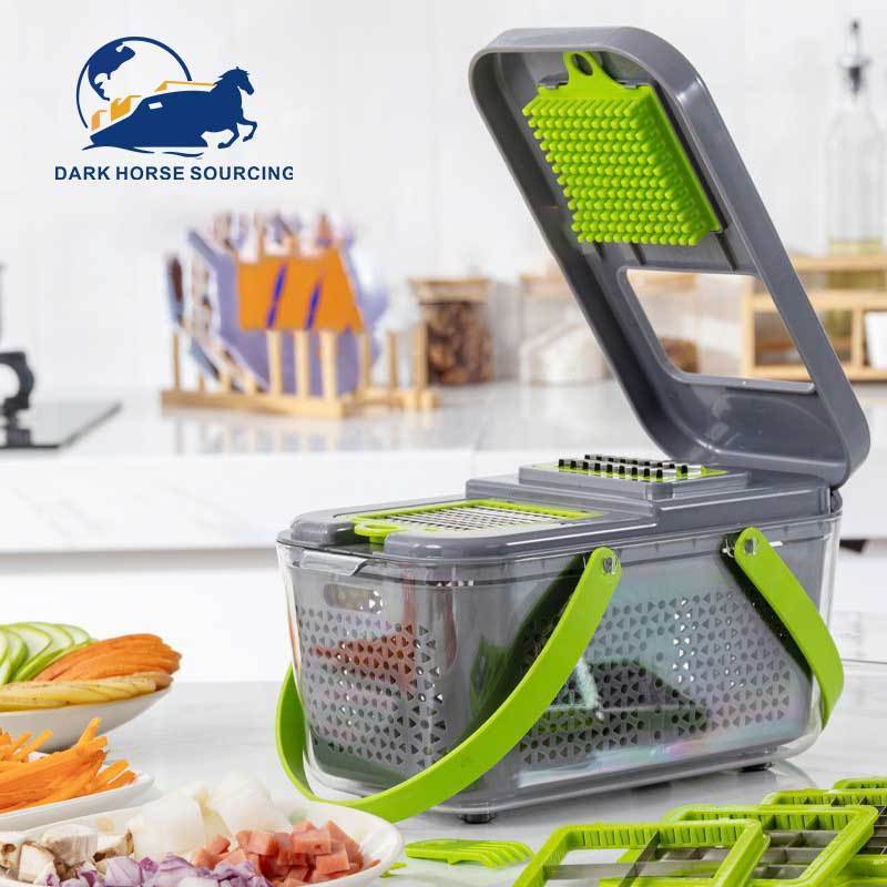 15 in 1 manual Kitchen cutting tools cut food chopper blade vegetable slicer chopper potato cutter with drain basket