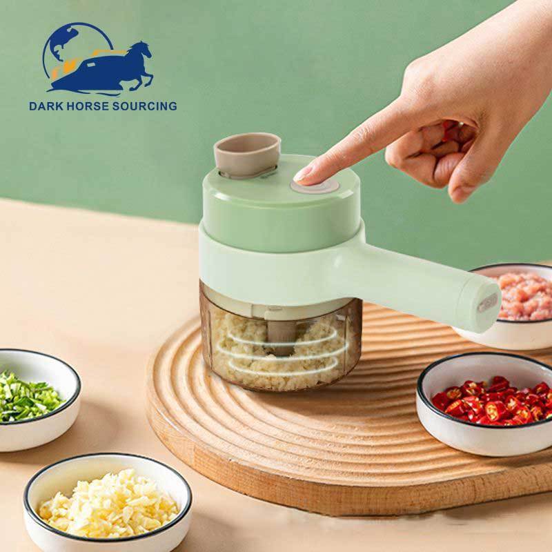 4 in 1 handheld Electric wireless multifunctional Vegetable Cutter Food vegetable Chopper Garlic Crusher food Slicer Set