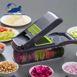 12-in-1 all in one multifunction manual food meat vegetable garlic chopper kitchen vegetable chopper with Drain Basket