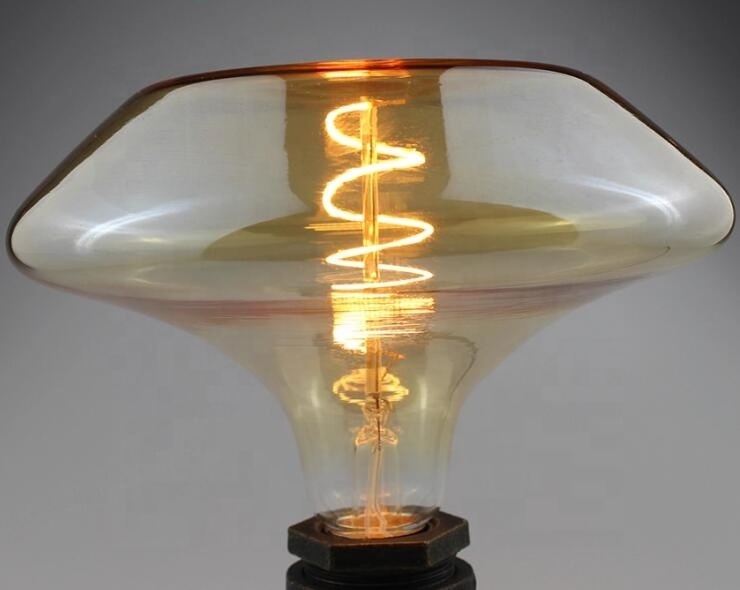 Large size decorative 220V 110V clear glass ambler UFO 4W E27  decanter shape decorative soft filament led bulb