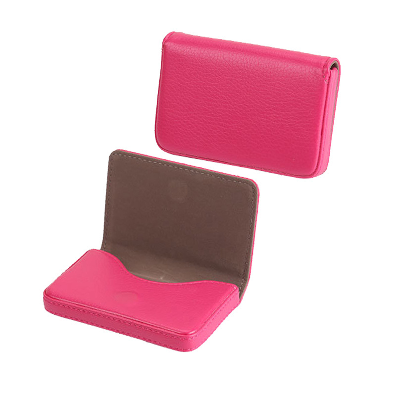 cooperation promotional gift Non decoration PU leather covered stainless steel magnet closure business card holder