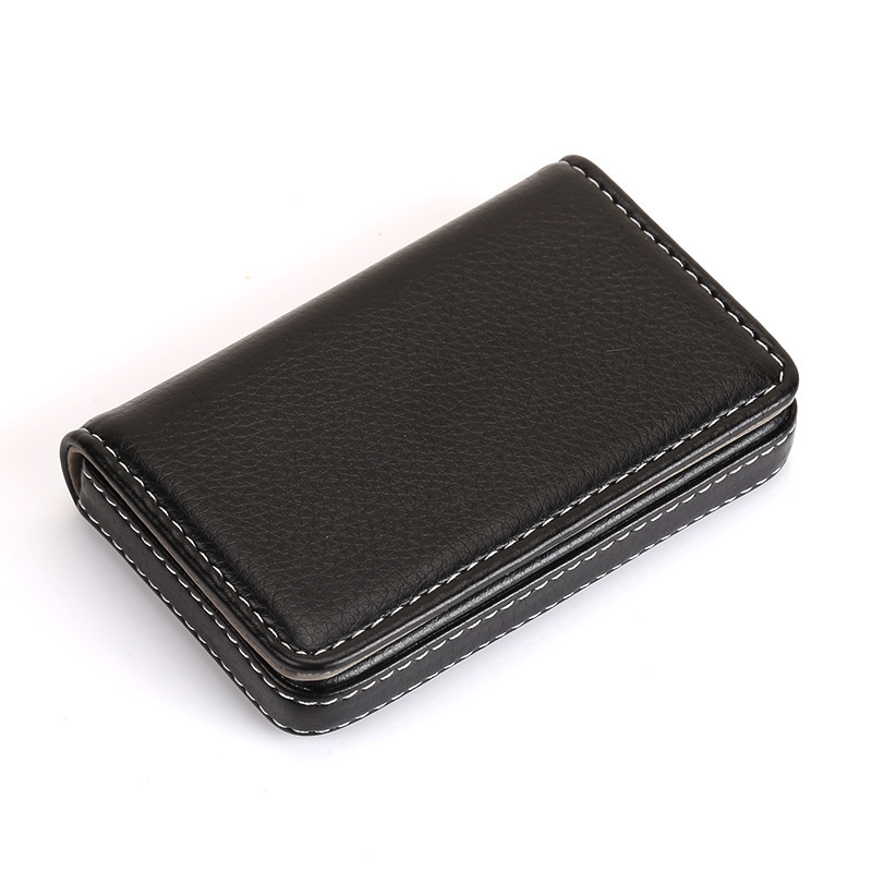 cooperation promotional gift Non decoration PU leather covered stainless steel magnet closure business card holder