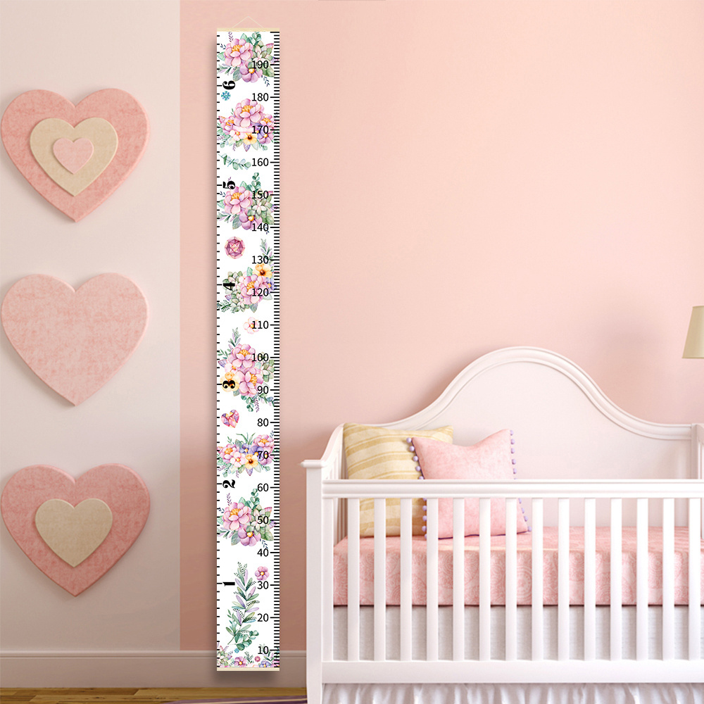 Wooden Canvas Wall Growth Charts Baby Hanging Decorative Chart Height Measure Ruler Removable Wall Sticker for Kids Child Room