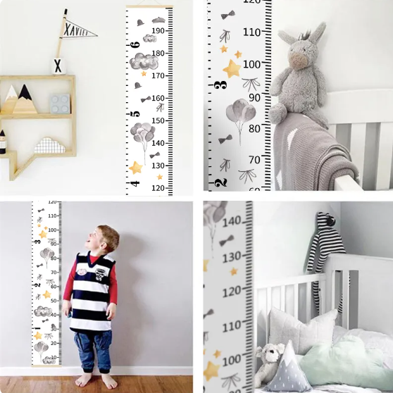 Kids Height Ruler Growth Chart Room Home Decoration Hanging Baby Child Wood Height Ruler Growth Size Chart Measure Wall Sticker