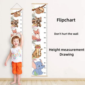 Wooden Canvas Wall Growth Charts Baby Hanging Decorative Chart Height Measure Ruler Removable Wall Sticker for Kids Child Room