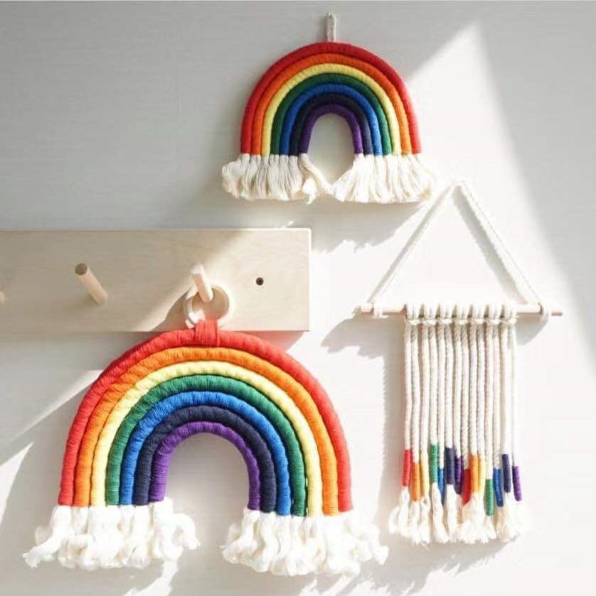 Rainbow Hanging Decor Macrame Home Decoration Accessories Nordic Wall Ornaments Kids Baby Room Photography Wedding Decoration