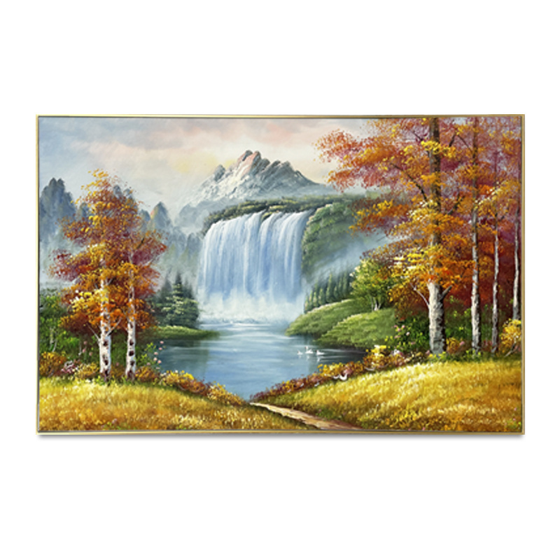 Wall Art Canvas Print Autumn Landscape Sunrise in the Forest Painting Pictures Bedroom Living Room Decor