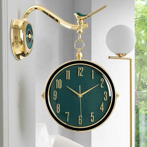 Green Antique Round Wall Hanging Double Sided Classic Retro Clock Chandelier Wall Hanging Clock