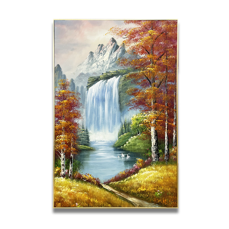 Wall Art Canvas Print Autumn Landscape Sunrise in the Forest Painting Pictures Bedroom Living Room Decor