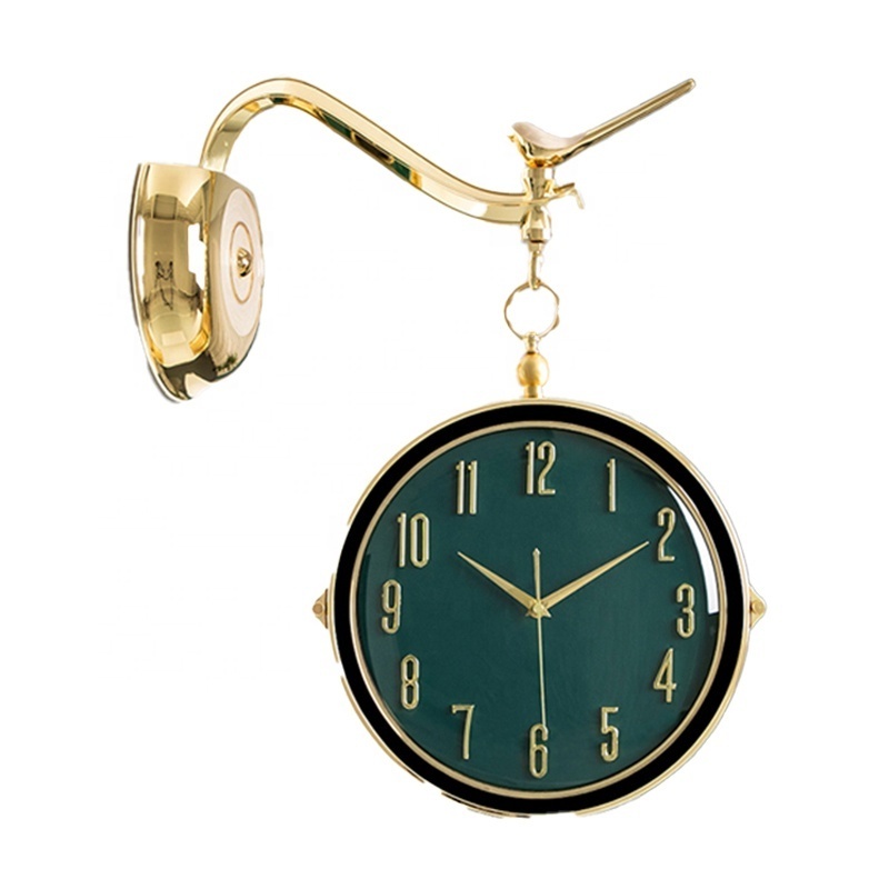 Green Antique Round Wall Hanging Double Sided Classic Retro Clock Chandelier Wall Hanging Clock