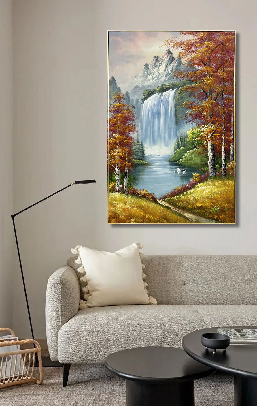 Wall Art Canvas Print Autumn Landscape Sunrise in the Forest Painting Pictures Bedroom Living Room Decor