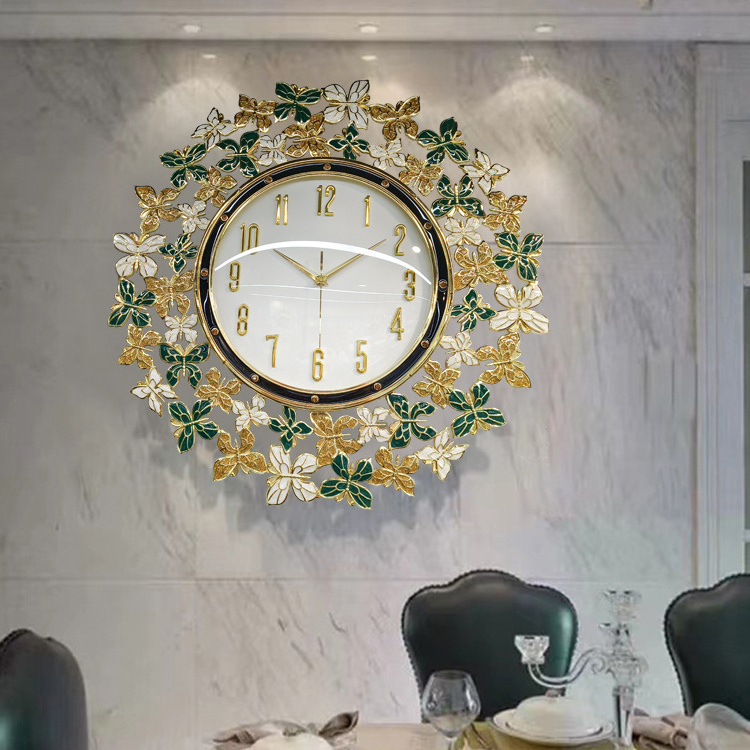 Home Decor Light Luxury Metal Butterfly Art Digital Mute Wall Clock For Living Dining Office Room