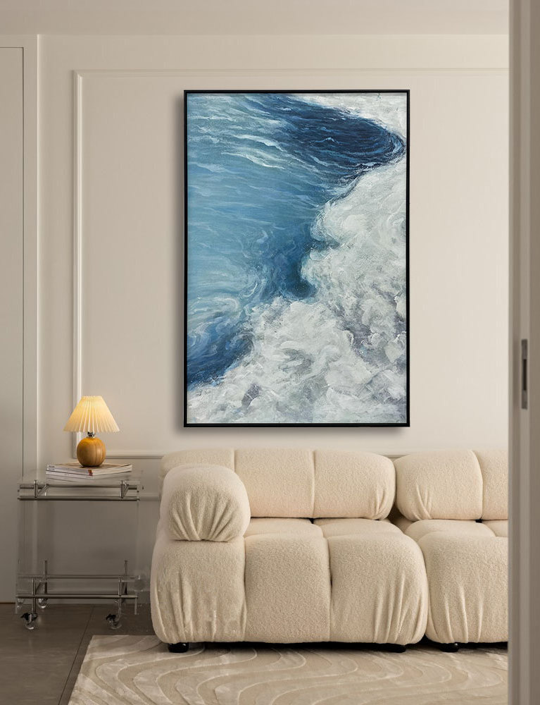 Blue sky and white clouds hand-painted texture oil painting modern art works hotel home decoration wall painting